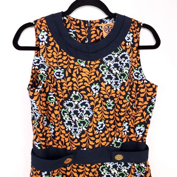 Tory Burch Melanie Linen Floral Print Shift Dress Size 6 Sleeveless Career Fall - Picture 11 of 14